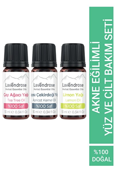 Lavendrose Akne Eğilimli Yüz Cilt Bakım Uçucu Yağ Aromaterapi Set Saf Çay Ağa...