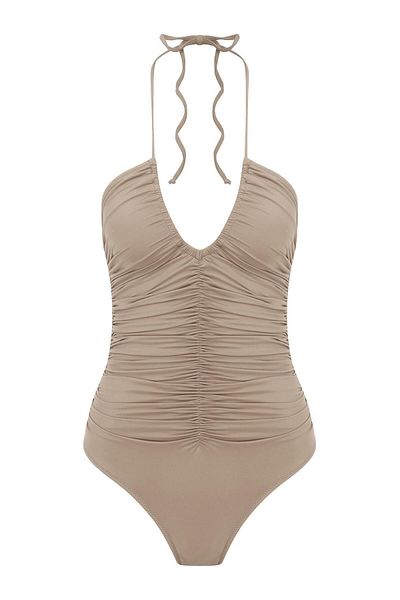 AQUELLA Μαγιό Halter Neck Gathered Mink