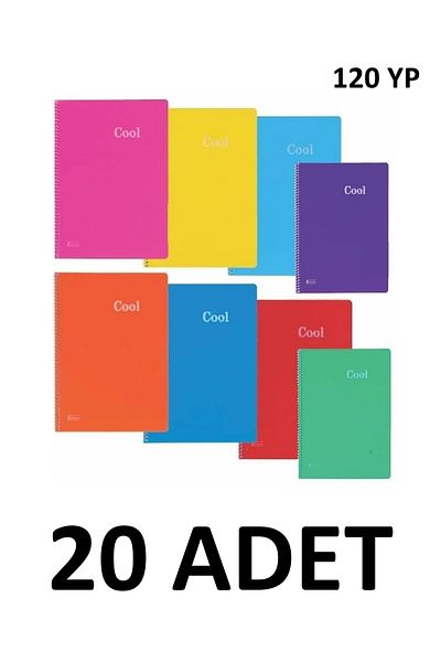 KESKİN COLOR 20 Pieces A4 Cool Spiral 120 Sheets Lined Notebook