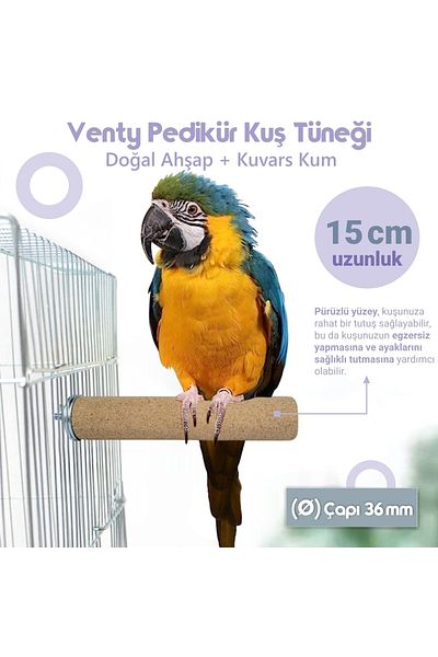 Vixpet Venty 15 cm 36 mm Pedicure Parrot Perch Small Macaw, Small Cockatoo, Jako, Amazon, Alexander Etc