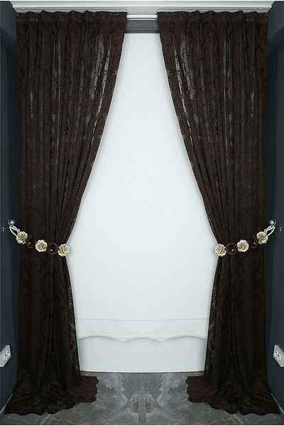 AKÇA TEKSTİL DMAKS MODEL BLACK COLOR SINGLE WING Pleated Background Curtain 75*260 cm