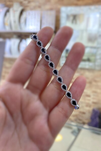 Erer Gümüş Gümüş siyah damla taşlı bileklik pr2523sd