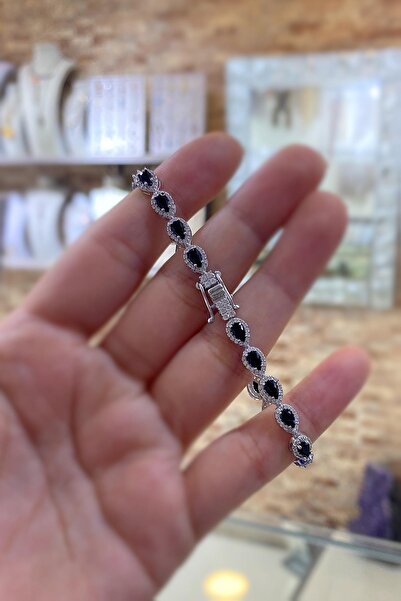 Erer Gümüş Gümüş siyah damla taşlı bileklik pr2523sd