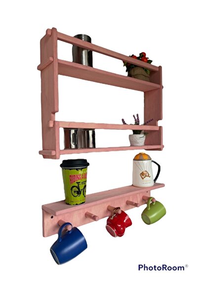 RealWood Ahşap Askılı Duvar Rafı Ve Montessori Kitaplık, Mutfak Ve Banyo Rafı 3'lü