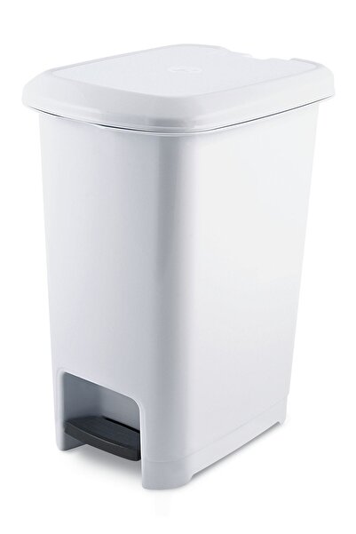 Melkan Home Pedallı Çöp Kovası 10 Litre Beyaz Çöp Kovası Slim Pedallı Çöp Kovası 10 Litre 36 Cm Beyaz