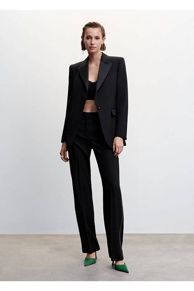 MANGO Woman Straight Cut Fabric Trousers