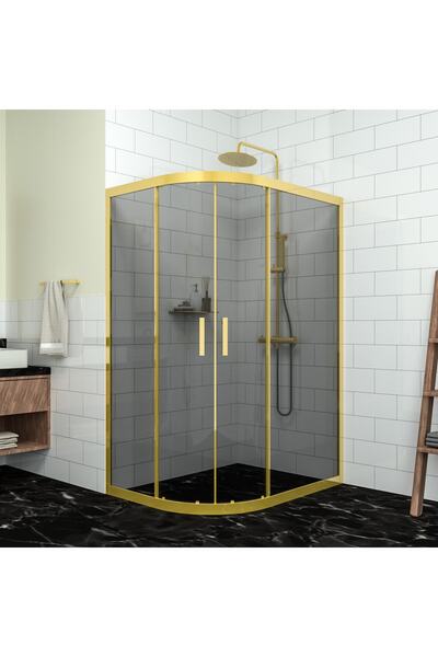 TEKNO DUŞ DUŞAKABİN TEKNE VE KÜVET SİSTEMLERİ GOLD SİRİUS 6mm Füme Cam Asimet...