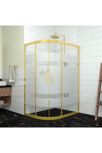 TEKNO DUŞ DUŞAKABİN TEKNE VE KÜVET SİSTEMLERİ GOLD SİRİUS 6mm Kumlamalı Cam Asimetrik Oval Duşakabin