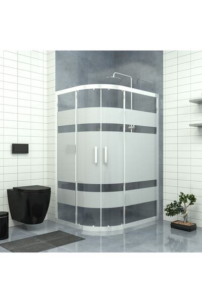 TEKNO DUŞ DUŞAKABİN TEKNE VE KÜVET SİSTEMLERİ SİLVER SİRİUS 6mm Kumlamalı Cam Asimetrik Oval Duşakabin