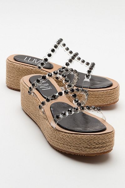 LuviShoes Γυναικείες παντόφλες σόλας MARJE Μαύρη Πέτρα