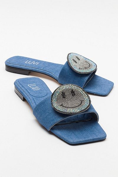 LuviShoes Papuci de damă YAVN Denim Blue Stone