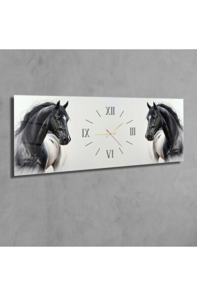 marpanya Yatay Ortadan Saatli Sanat ve Doğa Temalı Cam Tablo 059