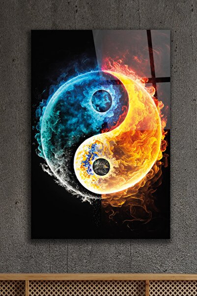 ACRES Yin Yang Cam Tablo - Dekoratif Cam Tablo
