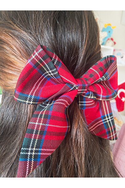 UniqueHandMade Χειροποίητη κόκκινη καρό πόρπη με φιόγκο, προσαρμοσμένη κόκκιν...