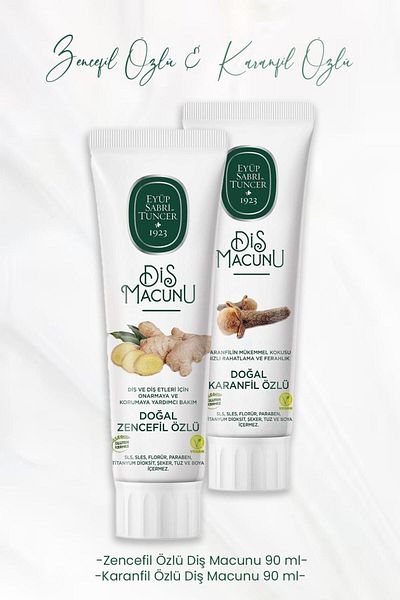 Eyüp Sabri Tuncer Toothpaste Ginger Extract 90 ml and Clove Extract 90 ml