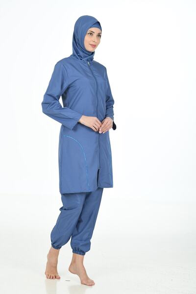 Fantasy Parachute Fabric Solid Color Full Covered Oversize Hijab Swimsuit 3369