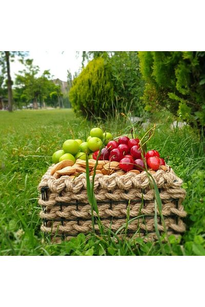 Egindra سلة خوص صغيرة مزخرفة - منظم فواكه، حامل مناديل بغطاء