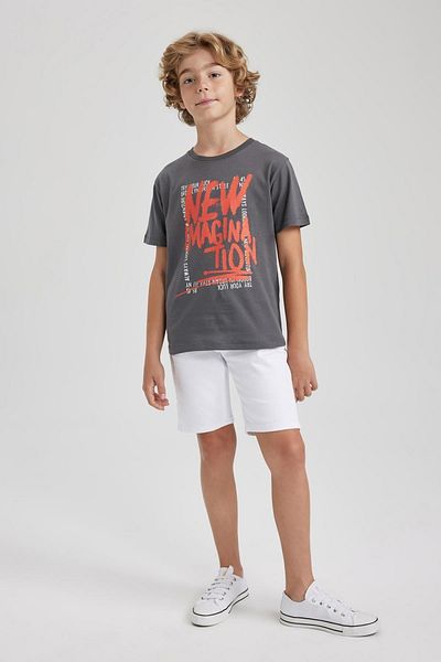 DeFacto Boy's Crew Neck Printed Short Sleeve T-Shirt A9310a823hs