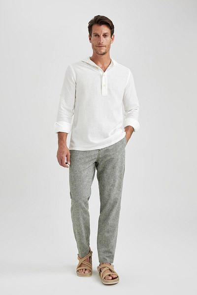 DeFacto Relax Fit Straight Leg Linen Blended Trousers Z9934az23sm