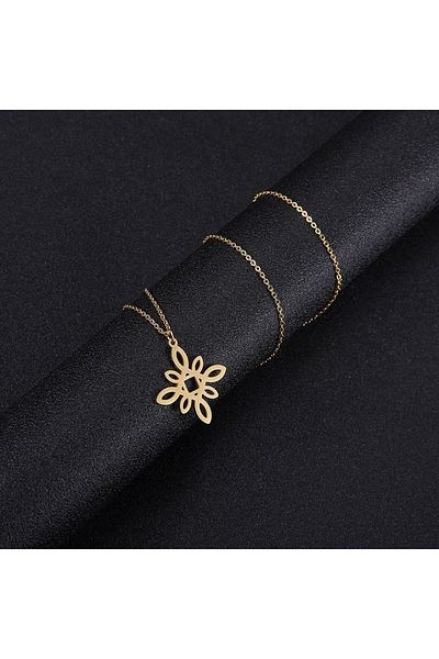 Viking Scandinavian Celtic Knot Triquetra Design Star 316L Steel Necklace