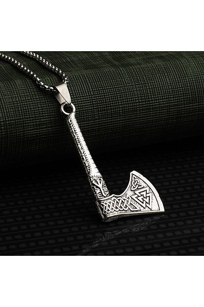 Viking Valknut Aelghiz Figured Steel Necklace