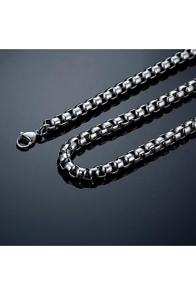 Viking Square Model Box Chain Thick 316L Steel Men's Chain Necklace 4mm - Thick