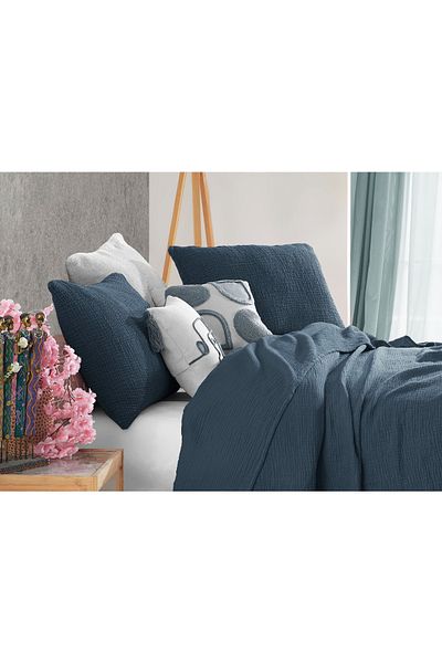 destinyhometex Royal Blue 4 Layer Multi Muslin 2 Μαξιλαροθήκες 50 Χ70εκ