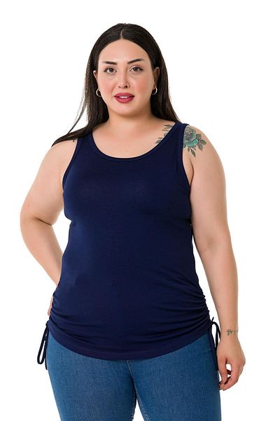 DISENTIS MODEST Large Size Thick Strap Viscose Navy Blue Body with Tunnels on the Sides