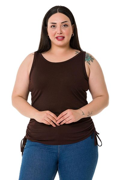 DISENTIS MODEST Large Size Thick Strap Viscose Brown Body with Tunnels on the Sides