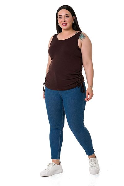 DISENTIS MODEST Large Size Thick Strap Viscose Brown Body with Tunnels on the Sides