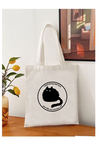 Cemira Black Cat, Bad Luck Tote Bag Geantă de stofa
