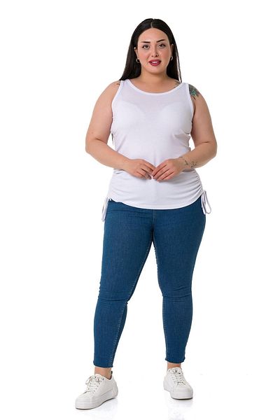 DISENTIS MODEST Large Size Thick Strap Viscose White Body with Tunnels on the Sides