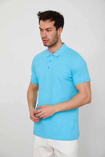 Cazador MEN'S POLO NECK COTTON T-SHIRT 4613 BOLT BLUE