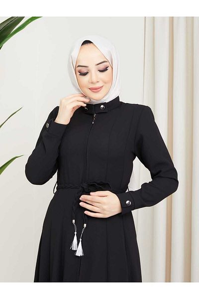 KMKkombin WOMEN'S SUMMER CLEATS MEVLANA MODEL PLEATED BELLOWS WITH POCKET HONEYBOARD FABRIC COAT