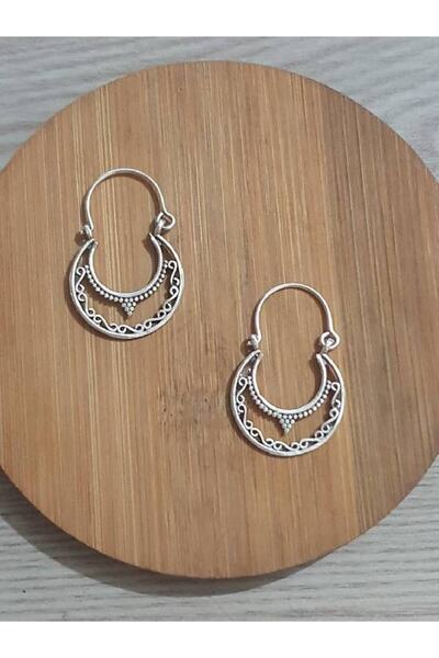 EDWOL Antik Çelik Gümüş Kaplama Desenli Küpe