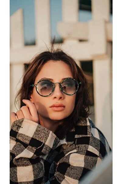 LOOKUP NEW Unisex Kadın Erkek Uv400 Korumalı Yeşil Zebra Oval Yuvarlak Yeni S...