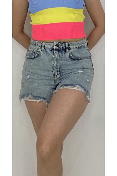 Yasminyes Snow yıkamalı kısa denim kot şort