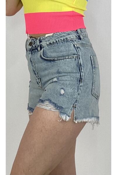 Yasminyes Snow yıkamalı kısa denim kot şort