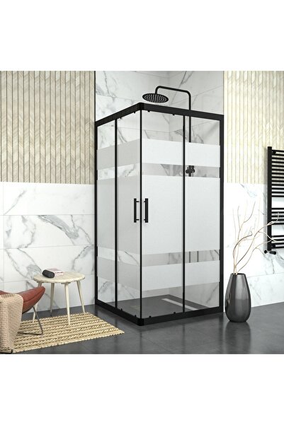 TEKNO DUŞ DUŞAKABİN TEKNE VE KÜVET SİSTEMLERİ BLACK VEGA 6mm Kumlamalı Cam Ka...