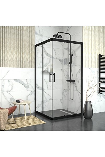 TEKNO DUŞ DUŞAKABİN TEKNE VE KÜVET SİSTEMLERİ BLACK VEGA 6mm Şeffaf Cam Kare ...