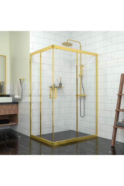 TEKNO DUŞ DUŞAKABİN TEKNE VE KÜVET SİSTEMLERİ GOLD RİGEL 6mm Şeffaf Cam Dikdö...