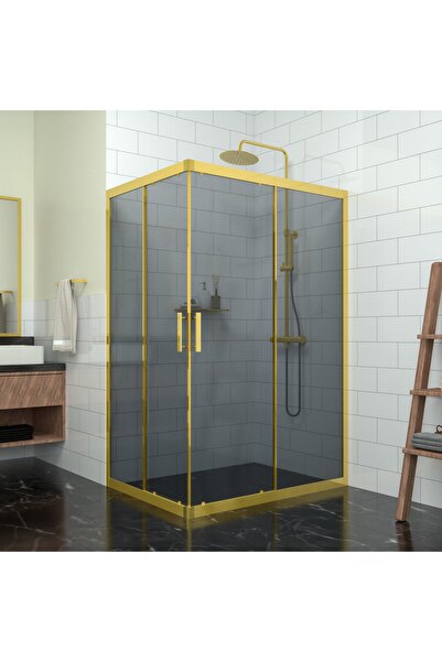 TEKNO DUŞ DUŞAKABİN TEKNE VE KÜVET SİSTEMLERİ GOLD RİGEL 6mm Füme Cam Dikdört...