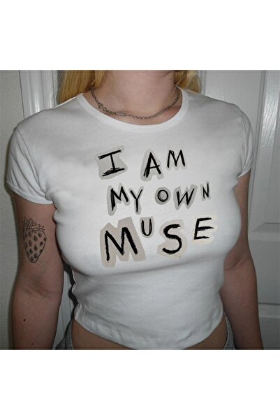 Touz I Am My Own Muse Printed White Crop