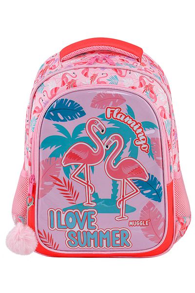 MUGGLE Rucsac de școală cu două compartimente Flamingo Rose Pink 7211