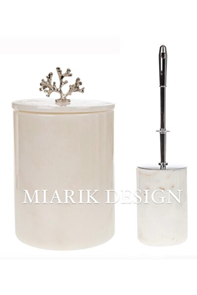 MIARIK DESIGN & DEKORASYON DEKORATİF MERMER ÇÖP KOVASI VE TUVALET FIRÇASI