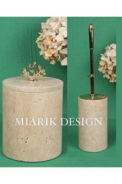 MIARIK DESIGN & DEKORASYON DEKORATİF MERMER ÇÖP KOVASI VE TUVALET FIRÇASI