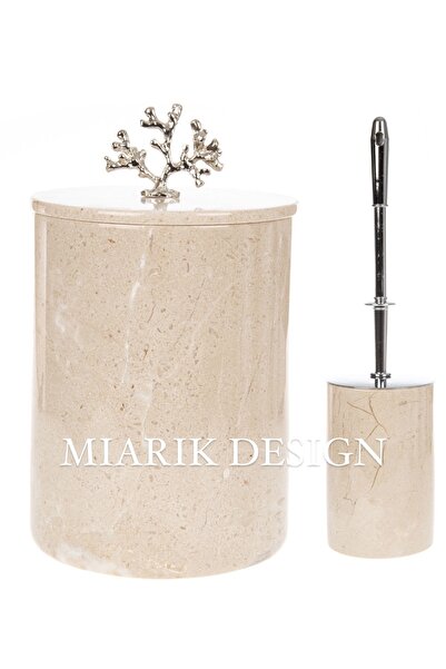 MIARIK DESIGN & DEKORASYON DEKORATİF MERMER ÇÖP KOVASI VE TUVALET FIRÇASI