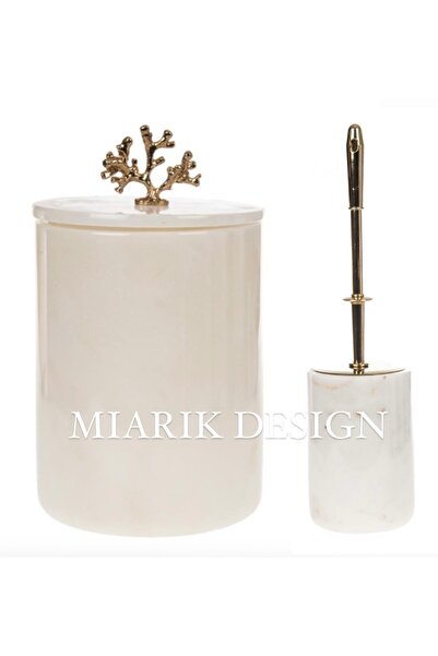 MIARIK DESIGN & DEKORASYON DEKORATİF MERMER ÇÖP KOVASI VE TUVALET FIRÇASI
