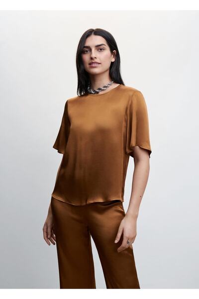 MANGO Woman Σατέν μπλούζα