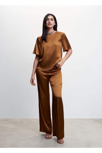 MANGO Woman Σατέν μπλούζα
